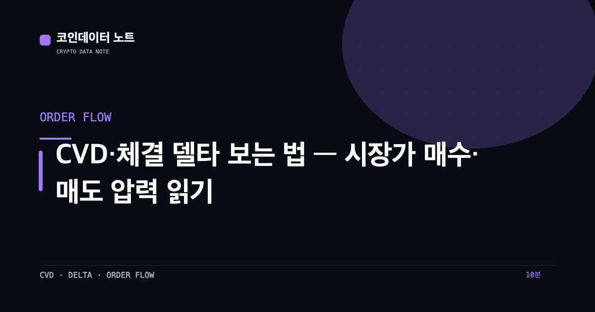 CVD·체결 델타 보는 법 — 시장가 매수·매도 압력 읽기
