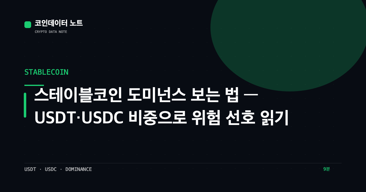 스테이블코인 도미넌스 보는 법 — USDT·USDC 비중으로 위험 선호 읽기