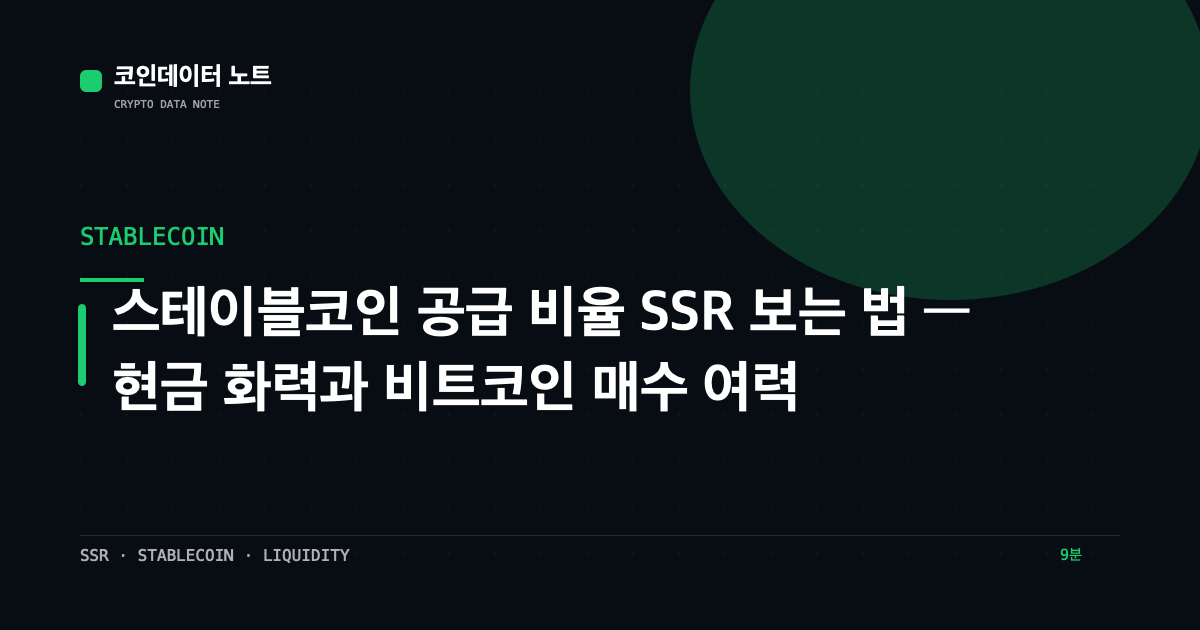 스테이블코인 공급 비율 SSR 보는 법 — 현금 화력과 비트코인 매수 여력